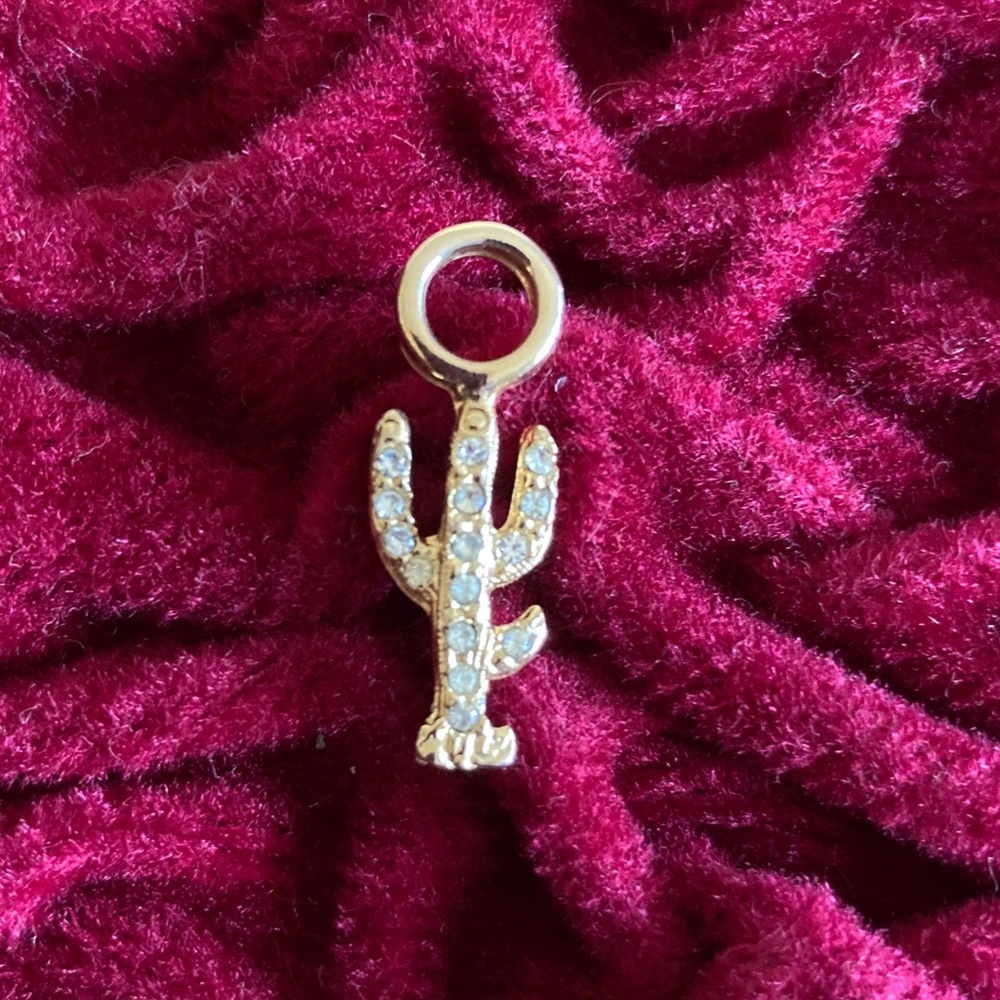 Gold Cactus Charm with Rhinestones